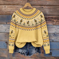 Women's Retro Cute Bee Ethnic Pattern Cozy Fair Isle Style Knit Sweater