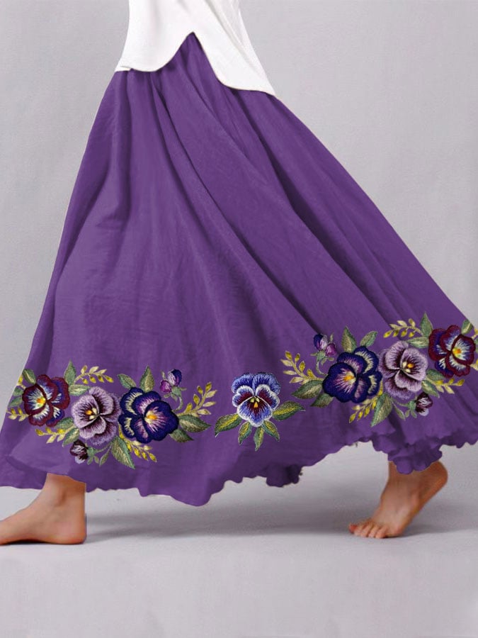 Women's Alzheimer's Purple Floral Print Skirt