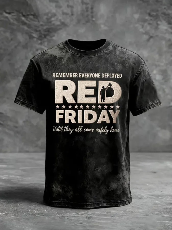 Men's Casual Veteran Red Pride Print T-Shirt