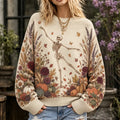 Women's Halloween Autumn Harvest Skeleton Dance Print Sweater