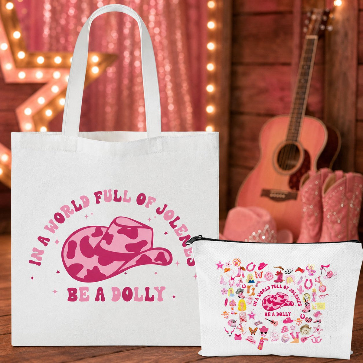 Dolly Parton Canvas Tote Bag & Makeup Bag Set