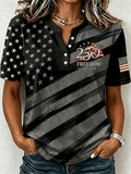Women'S Casual Independence Day Print Top