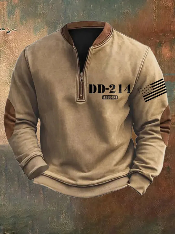 Men's Retro Veteran Zip Collar Sweatshirt