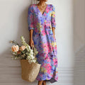 Women's Floral Art Print Linen Blend Casual Dress