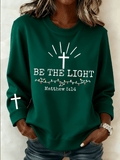 Women's Be The Light Christmas Faith Print Sweatshirt
