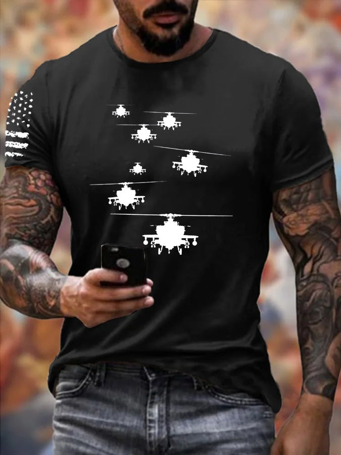 Apachen AH-64 Kampfhubschrauber Pattern 100% Cotton T-Shirt