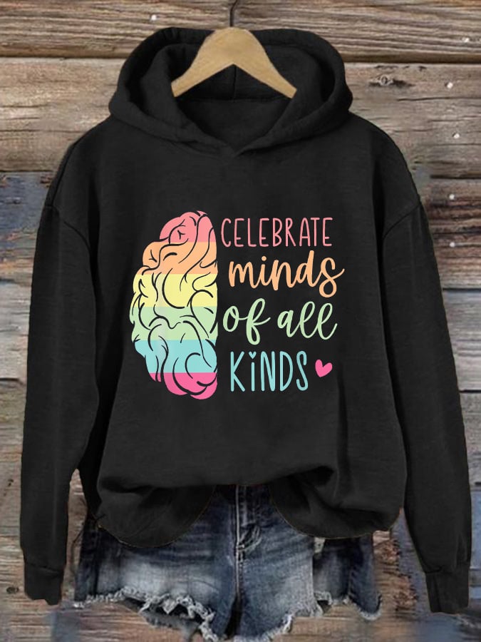 Women'S Celebrate Minds Of All Kinds Print Long Sleeve Sweatshirt