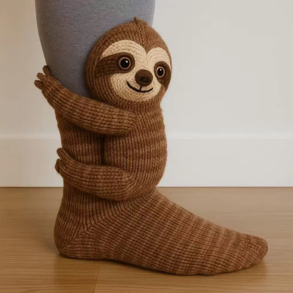 Furry Crochet Animal Thick Needle Socks