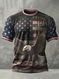 Men'S Casual Short-Sleeved Crew Neck T-Shirt With American 250th Anniversary Commemorative Print.