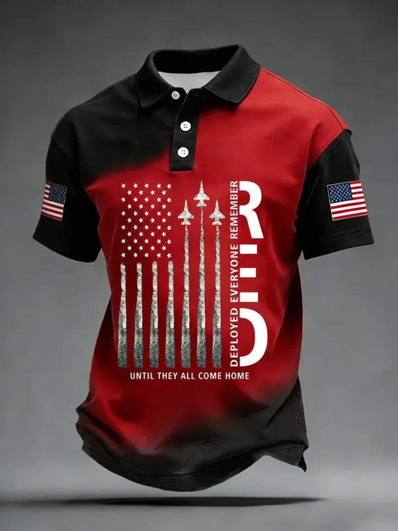 Men's USA America Flag Independence Day Red Friday Polo Shirt