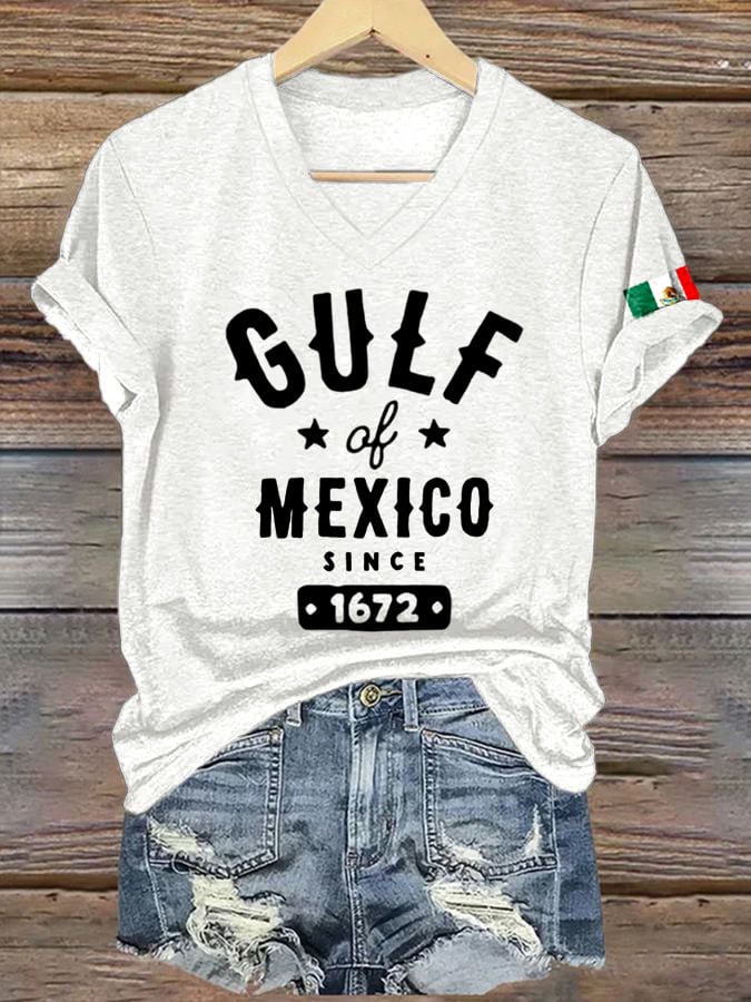 Women's Gulf of Mexico Print V-Neck T-Shirt