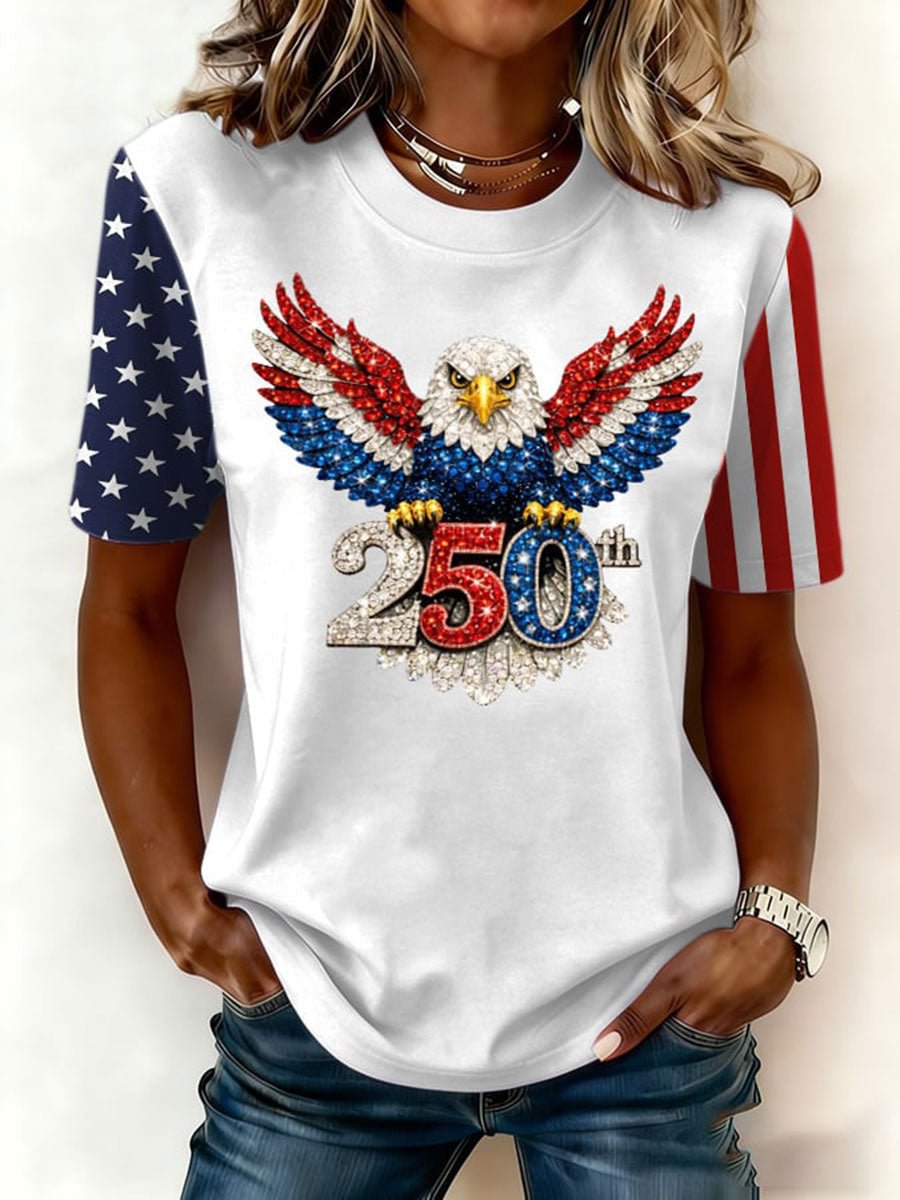 Women's 250th Anniversary Pattern Crew Neck T-Shirt