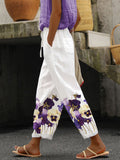 Women's Alzheimer's Purple Floral Print Casual Pants