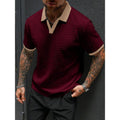 Men’s contrast-color short-sleeve casual commuter polo shirt