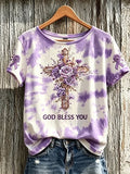 Women's Alzheimer's Awareness Themed Print V-Neck T-Shirt