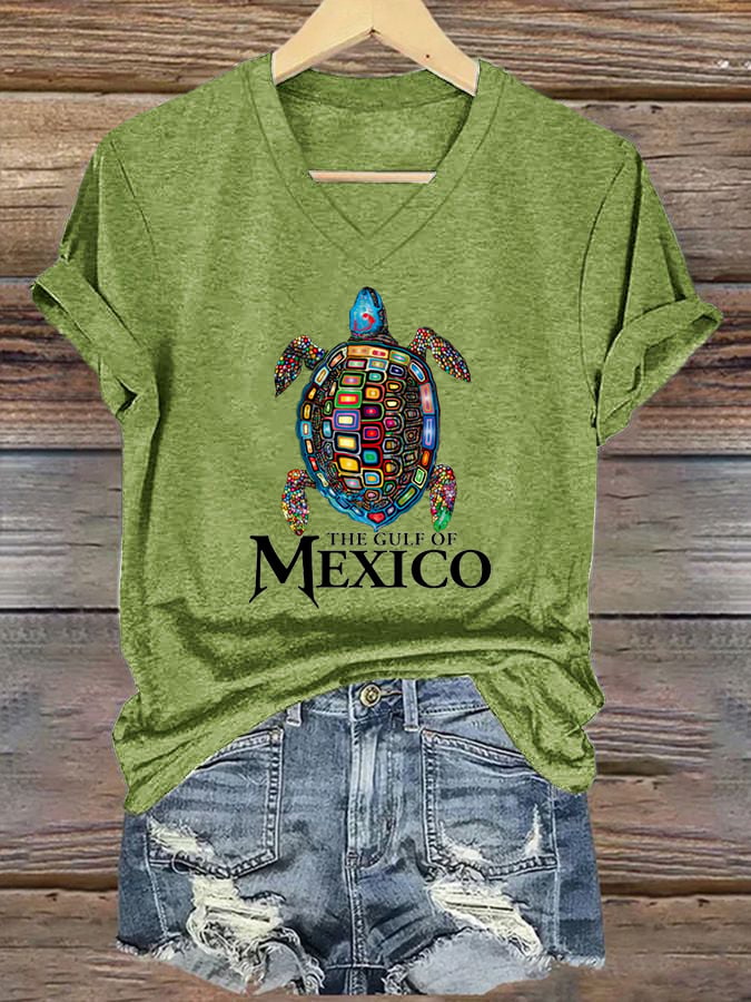 Women's Gulf of Mexico Print V-Neck T-Shirt