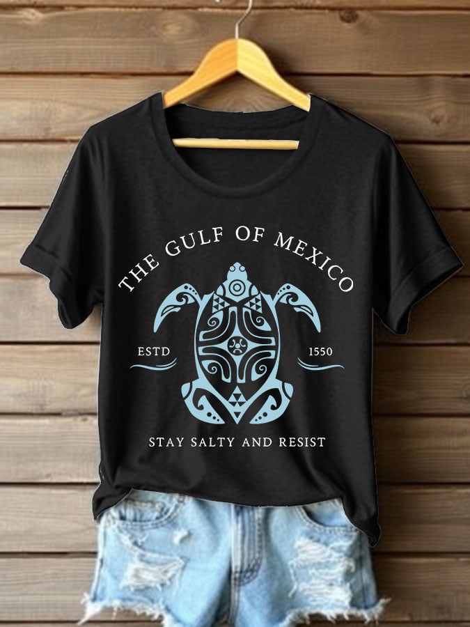 Women's The Gulf Of Mexico Printed Round Neck T-shirt