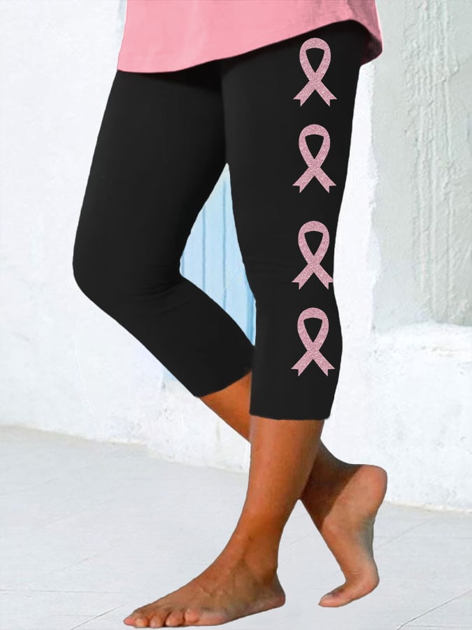 Women's Breast Cancer Awareness Print Casual Leggings