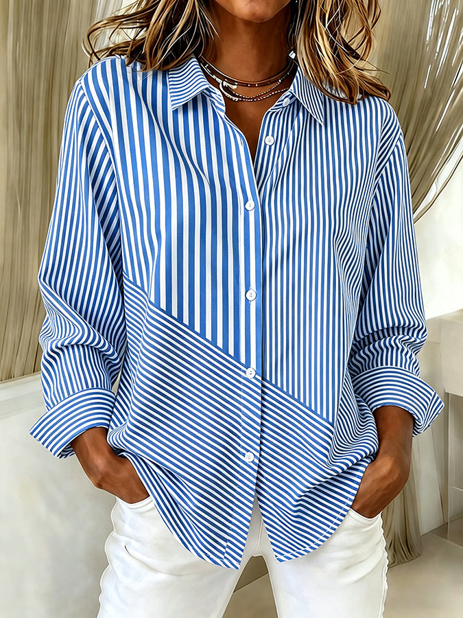 Women'S Casual Breast Cancer Awareness Printed Striped Art Shirt