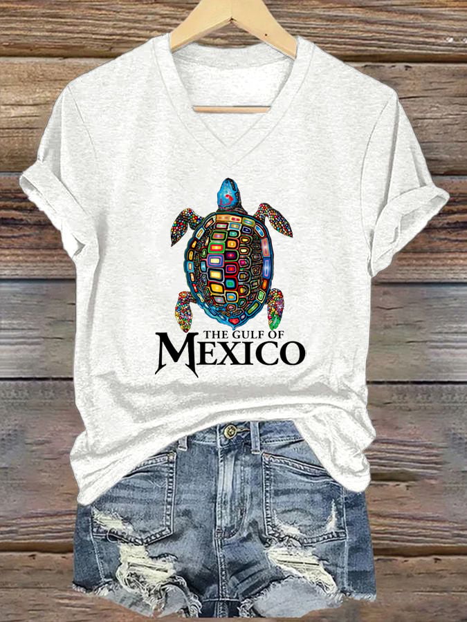 Women's Gulf of Mexico Print V-Neck T-Shirt