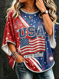 Women's American Flag Vintage Loose T-Shirt