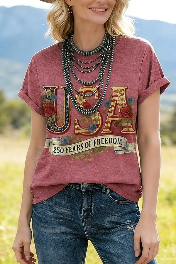 USA Print Short Sleeve T-Shirt