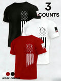 3-Pack America Flag Pattern 100% Cotton T-Shirt