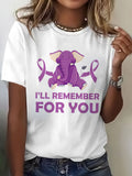 Women's Alzheimer 's Awareness I'll Remember For You Print Round Neck T-shirt