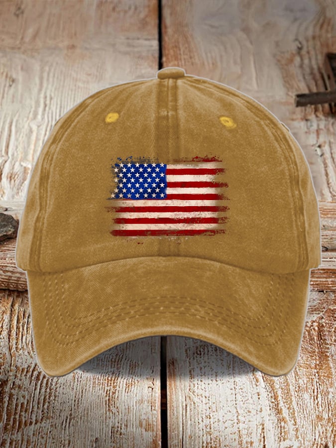 Unisex Distressed Washed Cotton Print Hat