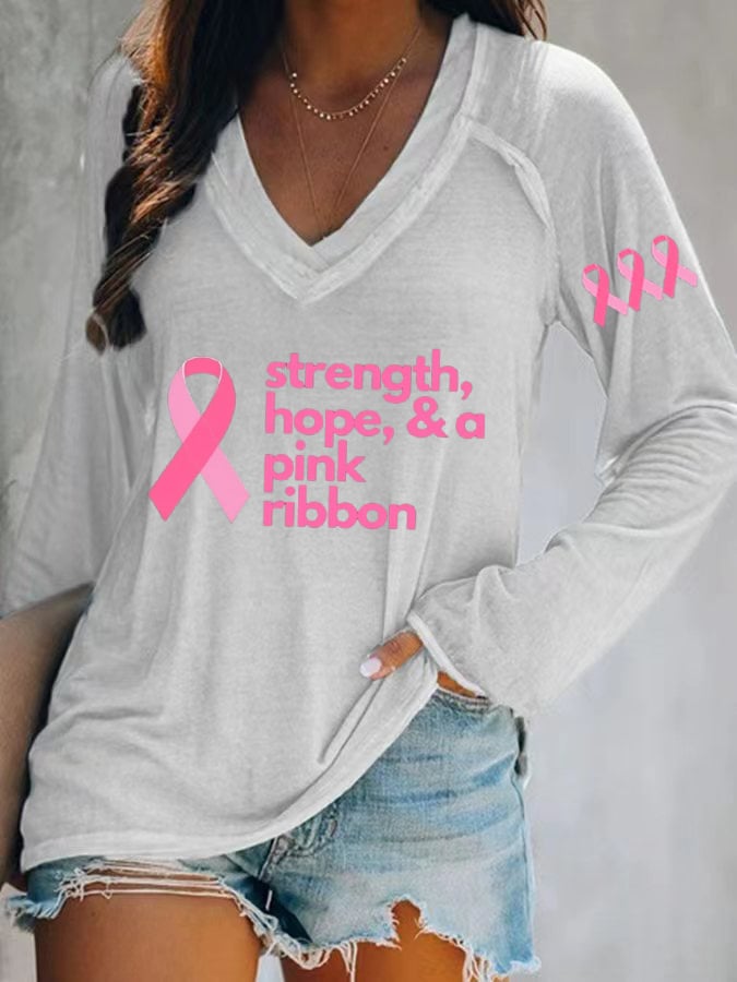 Women's Strength, Hope & a Pink Ribbon T-Shirt