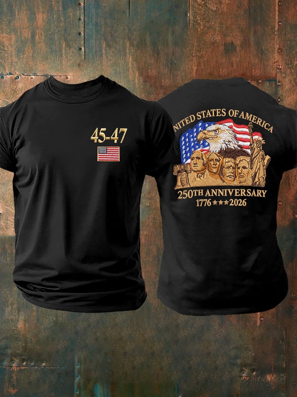 45-47 250th Anniversary 1776-2026 Pattern 100% Cotton T-Shirt