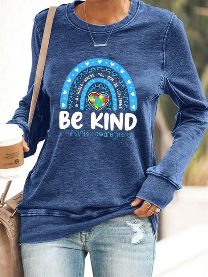 Women's Autism Awareness Printed Casual Sweatshirt