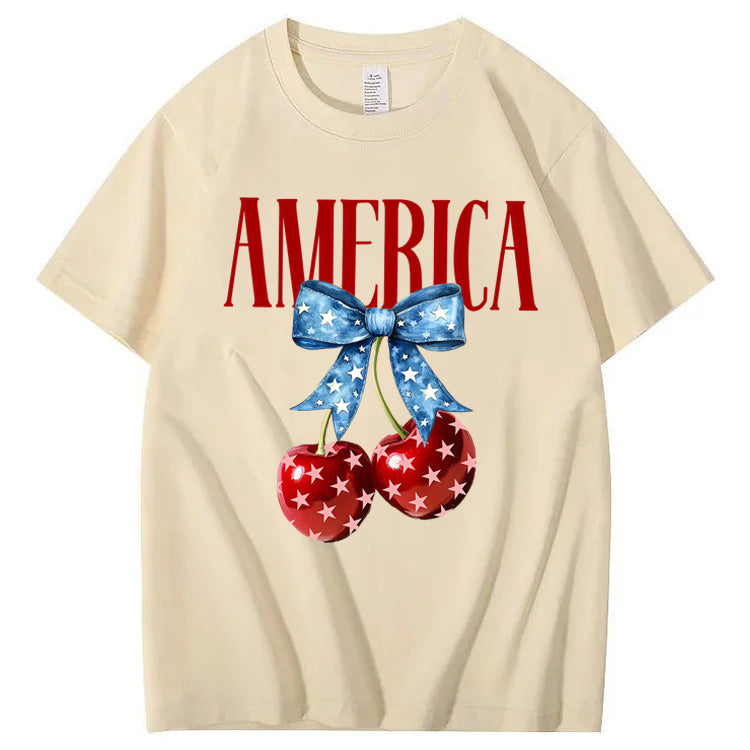 American Flag Cherry Bow T-Shirt