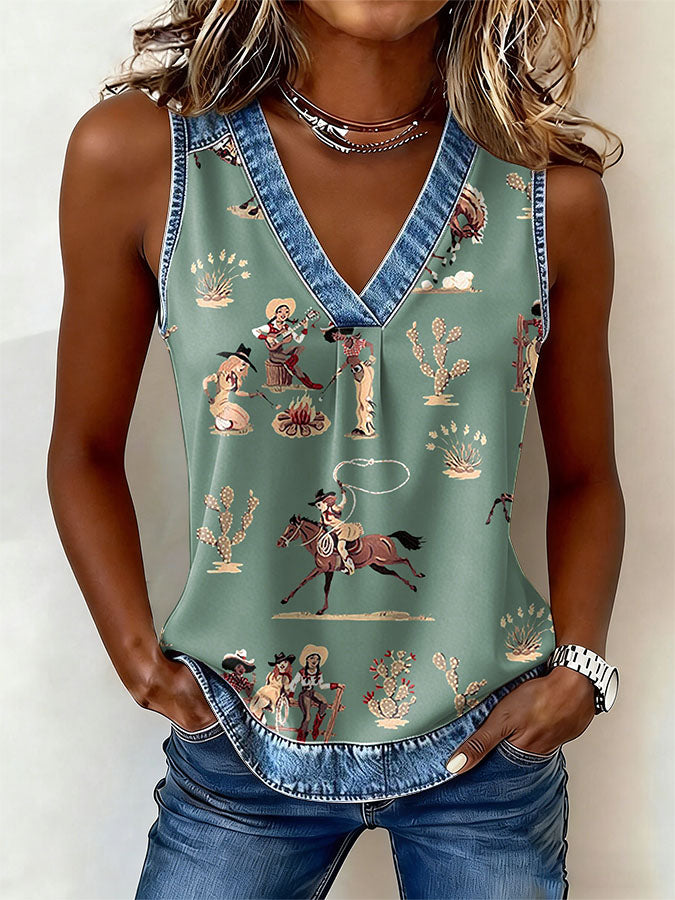 Women's Western style Printed Vest