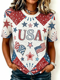 USA Independence Day Art Print Casual Women'S T-Shirt