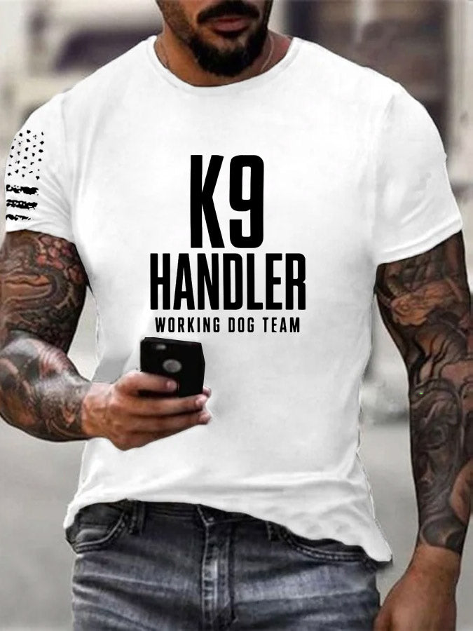 K-9 Handler Working Dog Team Pattern 100% Cotton T-Shirt