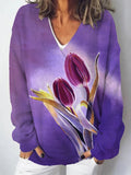 Women's Tulip V Neck Cozy Knit Sweater