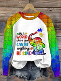 Women's Ina World Where You Can Be Anything Be Kind Print Casual Sweatshirt