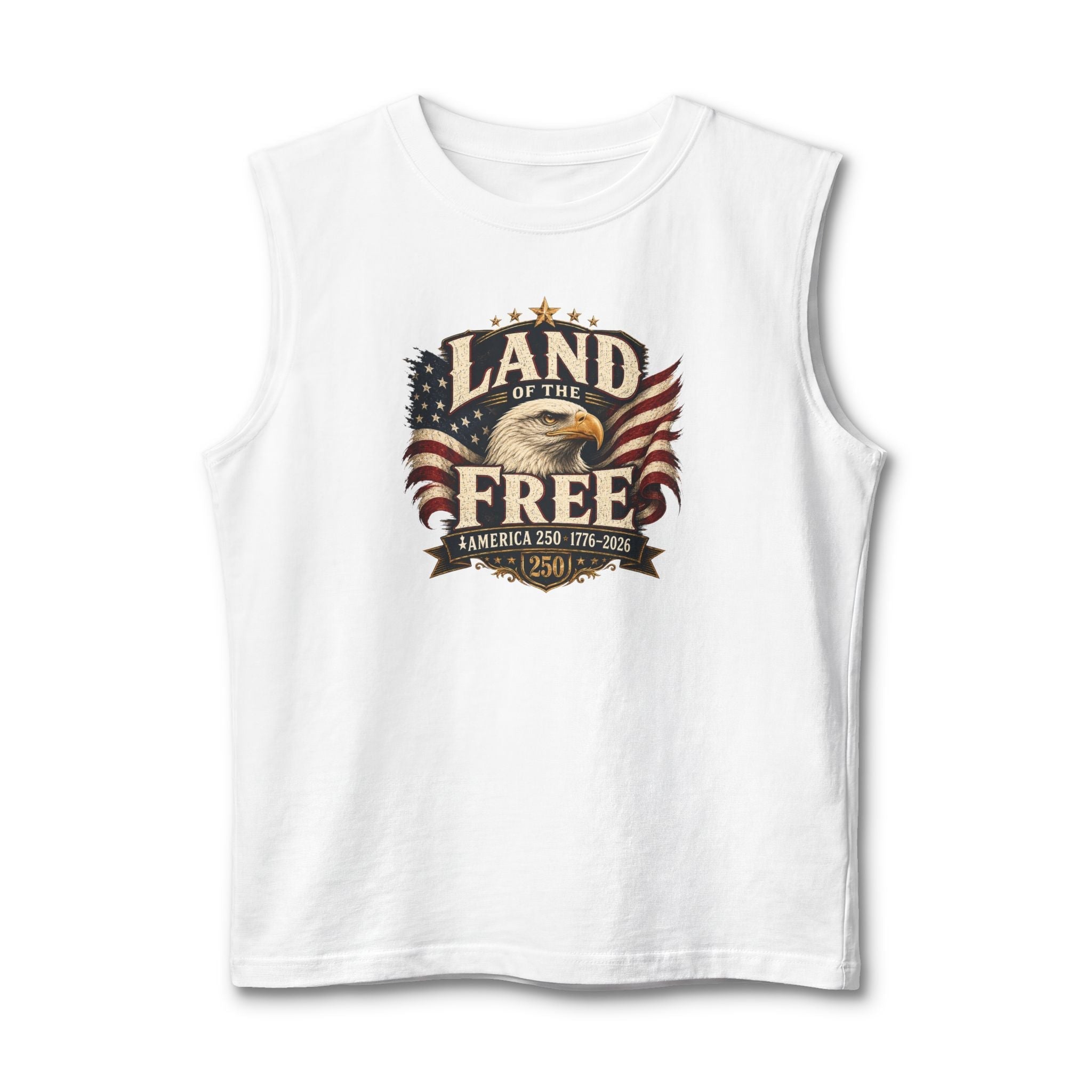 Land of the Free Muscle Tank – Vintage American Eagle Patriotic 4th of July Tank Top