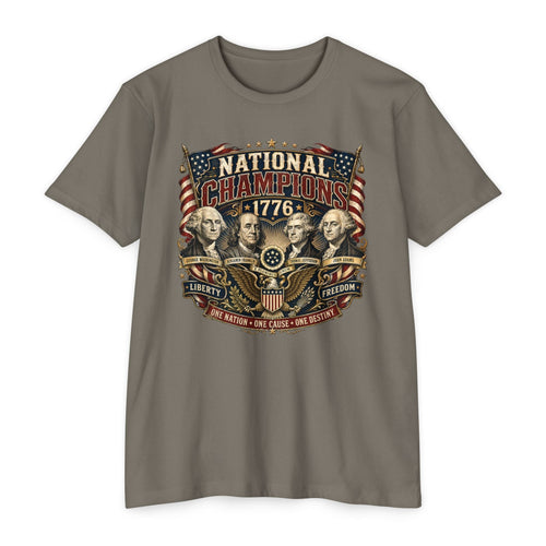"National Champions 1776" Patriotic T-Shirt – Custom Design Vintage Founding Fathers USA