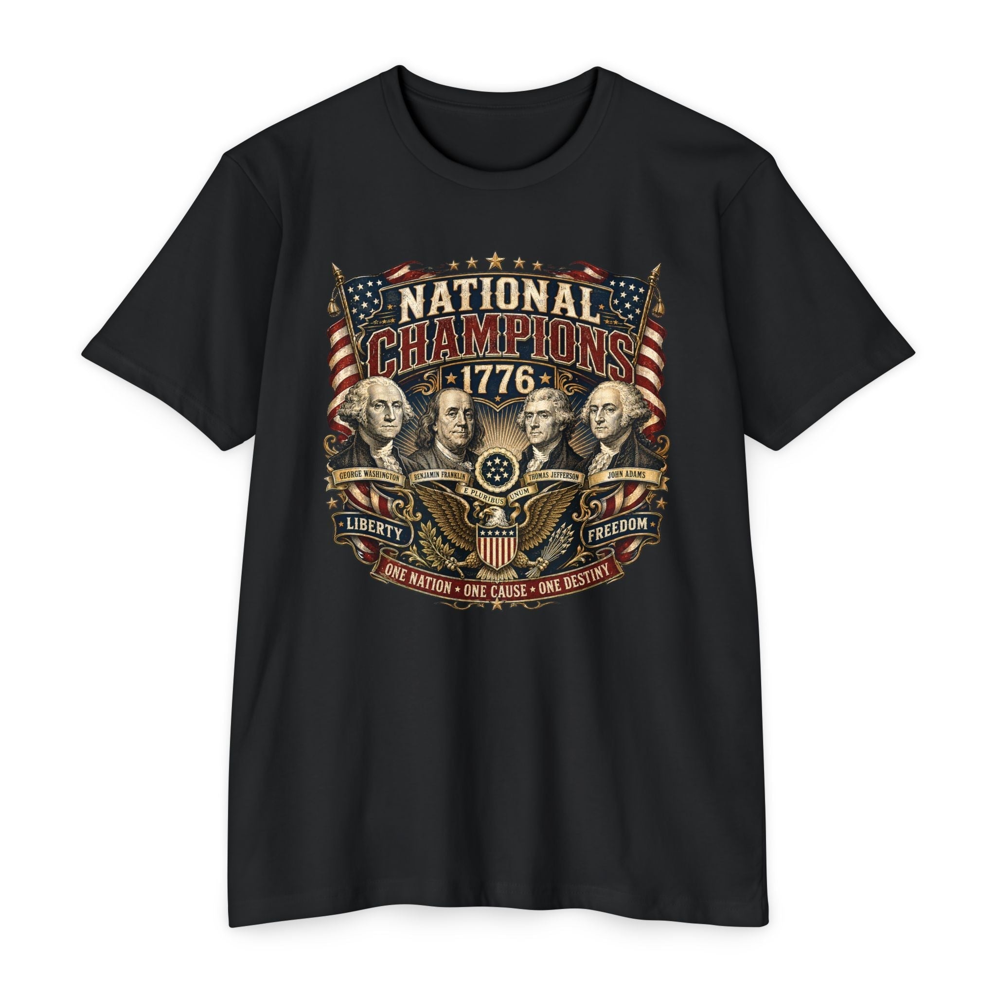"National Champions 1776" Patriotic T-Shirt – Custom Design Vintage Founding Fathers USA