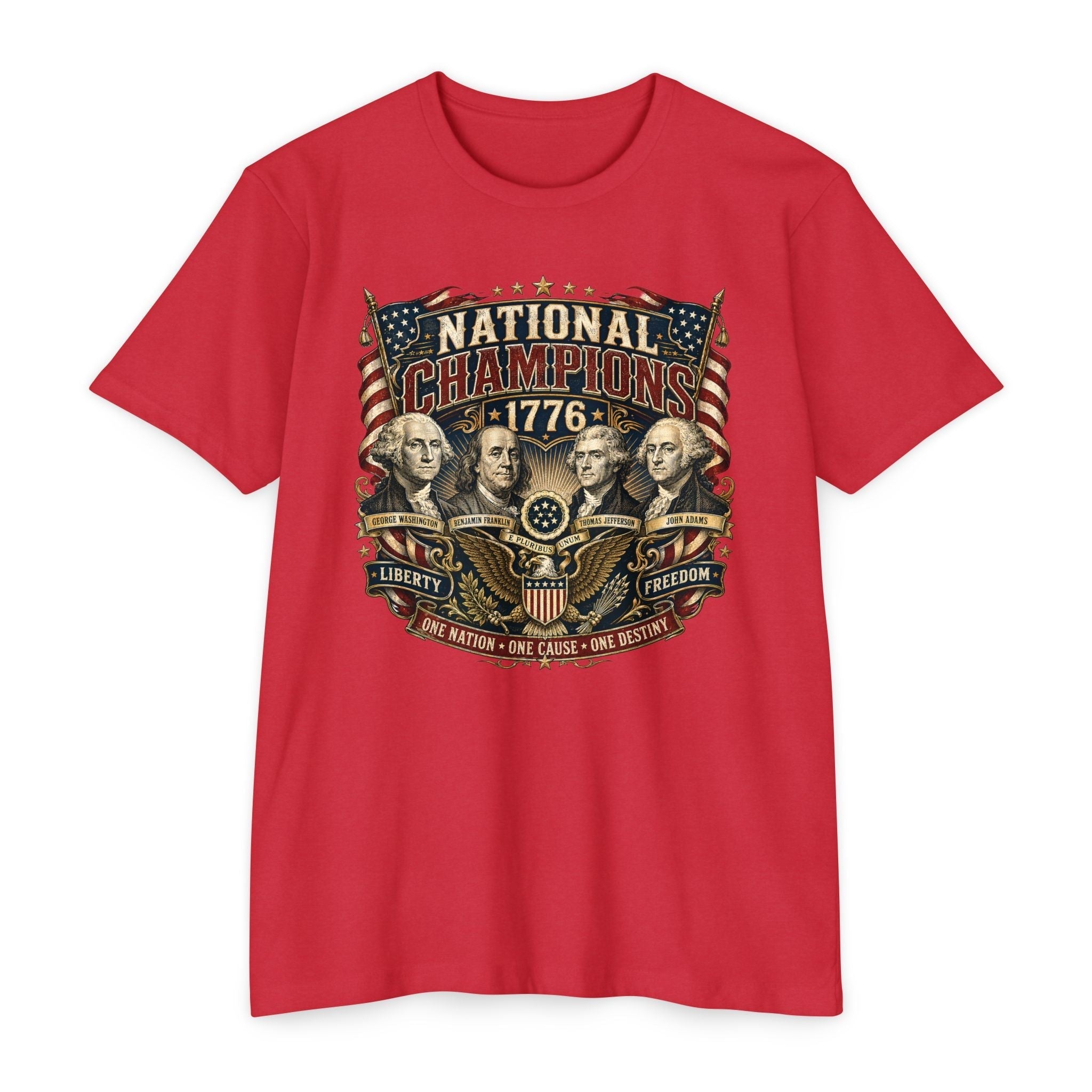 "National Champions 1776" Patriotic T-Shirt – Custom Design Vintage Founding Fathers USA