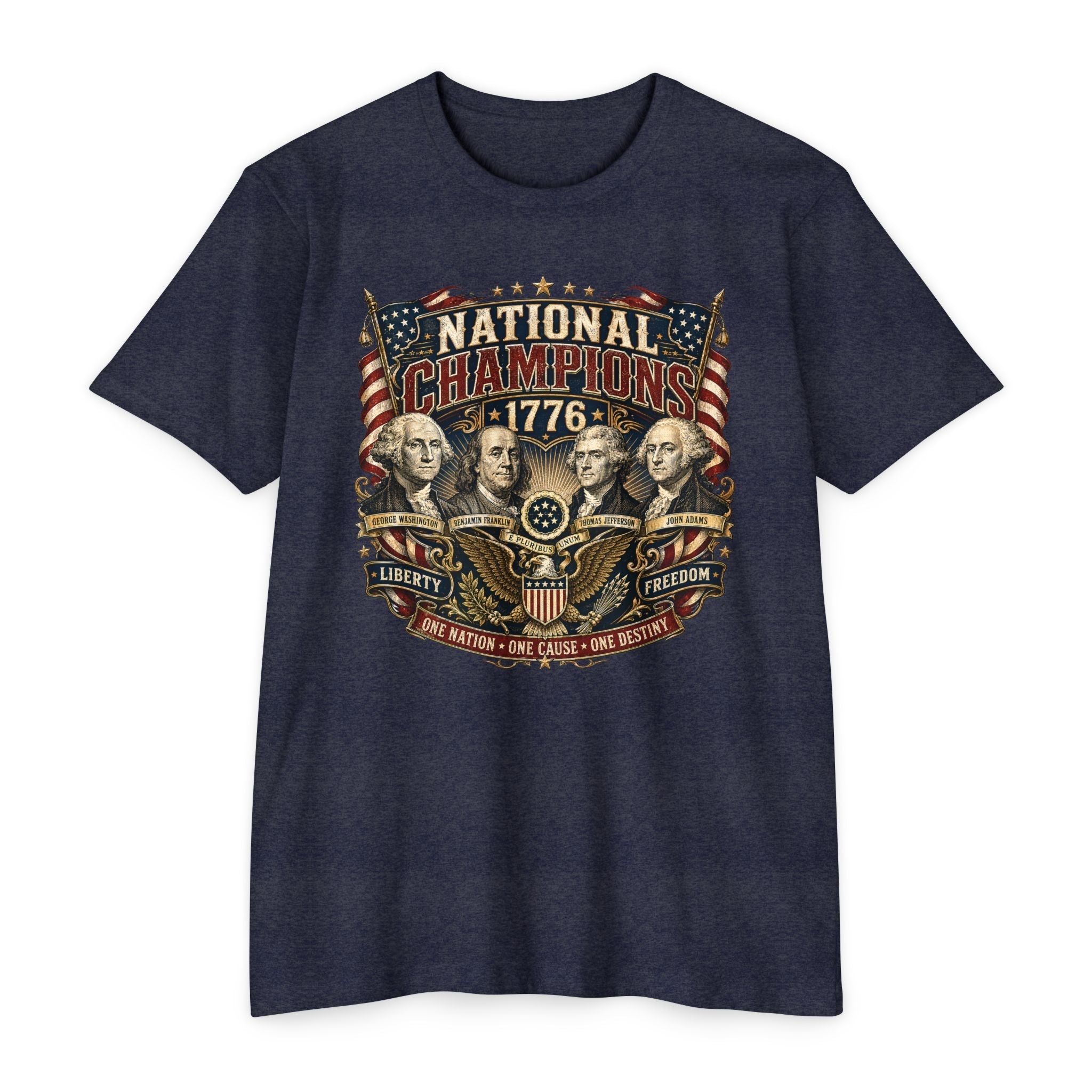 "National Champions 1776" Patriotic T-Shirt – Custom Design Vintage Founding Fathers USA
