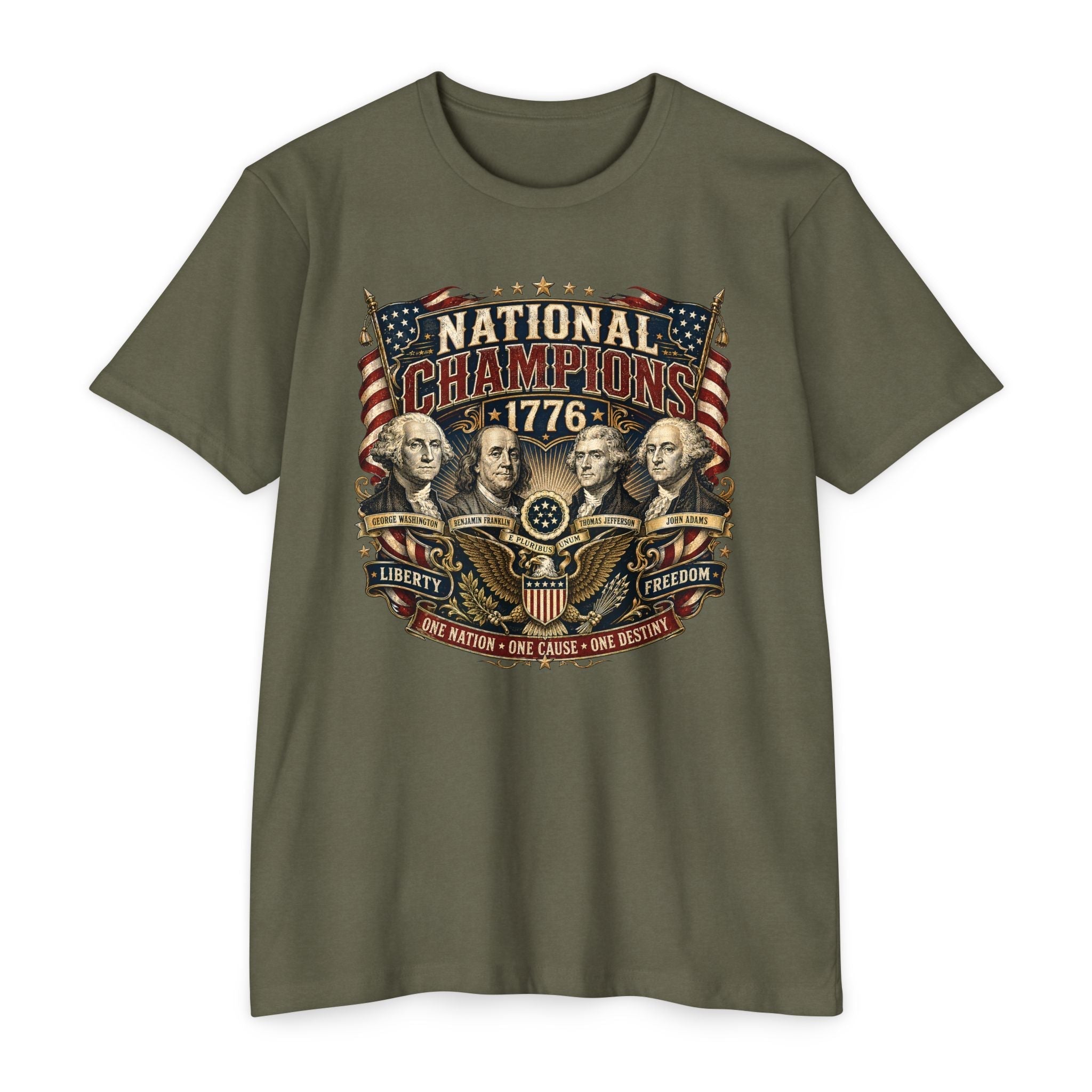 "National Champions 1776" Patriotic T-Shirt – Custom Design Vintage Founding Fathers USA