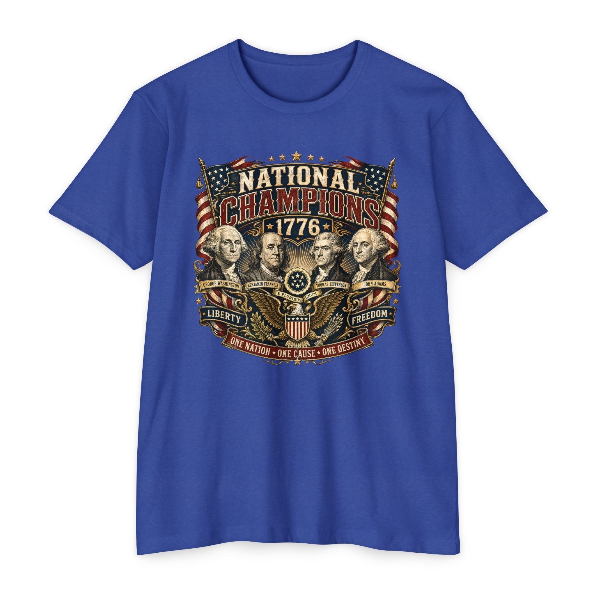 "National Champions 1776" Patriotic T-Shirt – Custom Design Vintage Founding Fathers USA