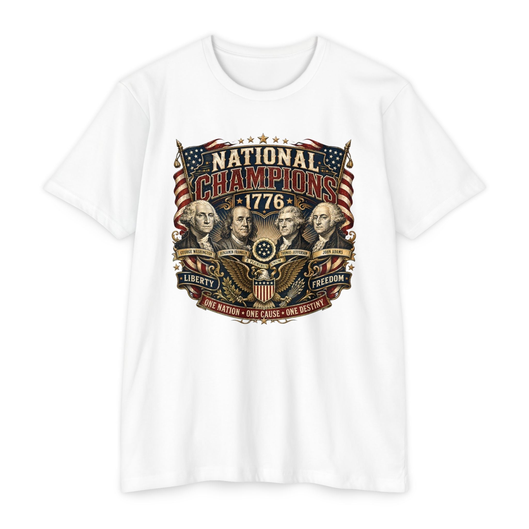 "National Champions 1776" Patriotic T-Shirt – Custom Design Vintage Founding Fathers USA