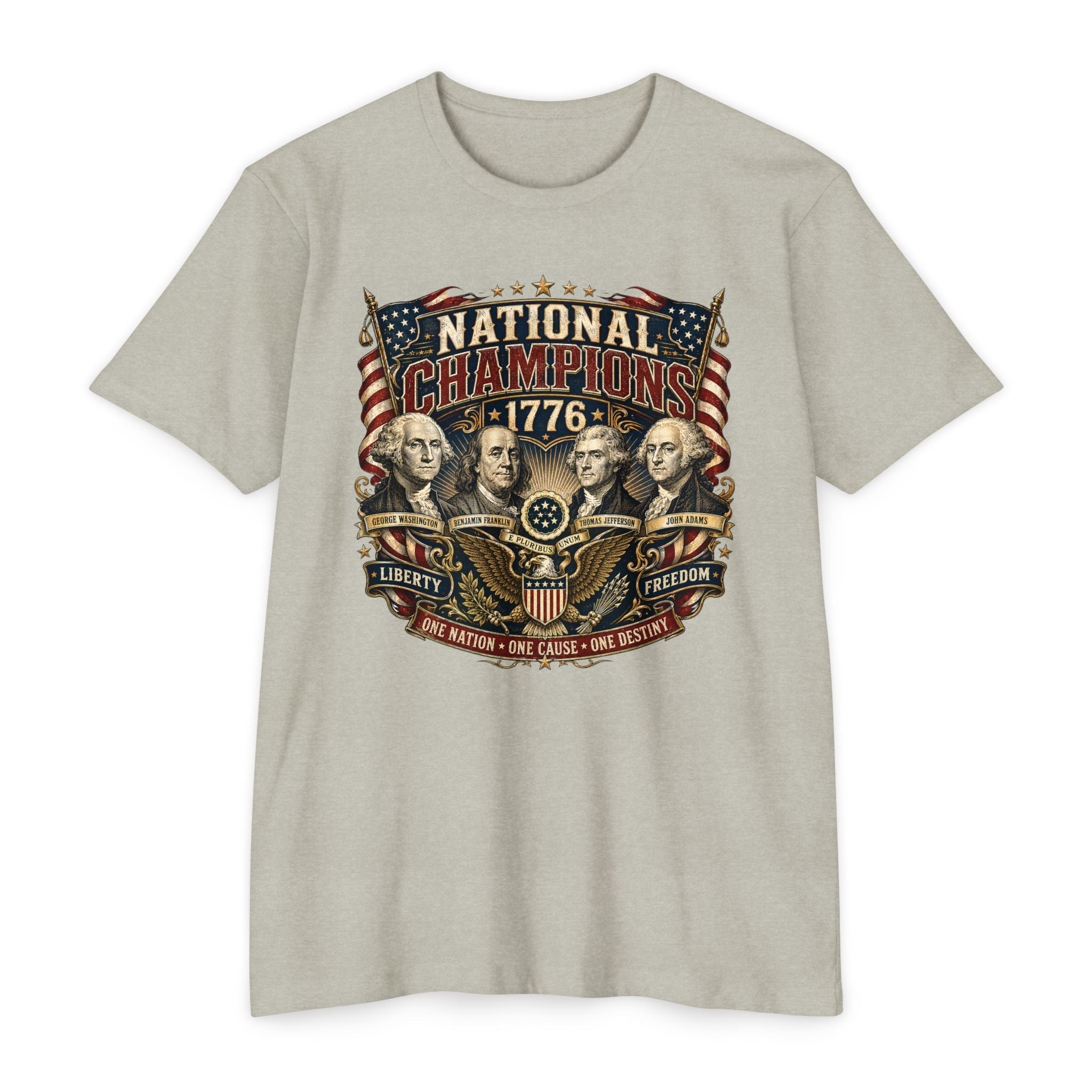"National Champions 1776" Patriotic T-Shirt – Custom Design Vintage Founding Fathers USA