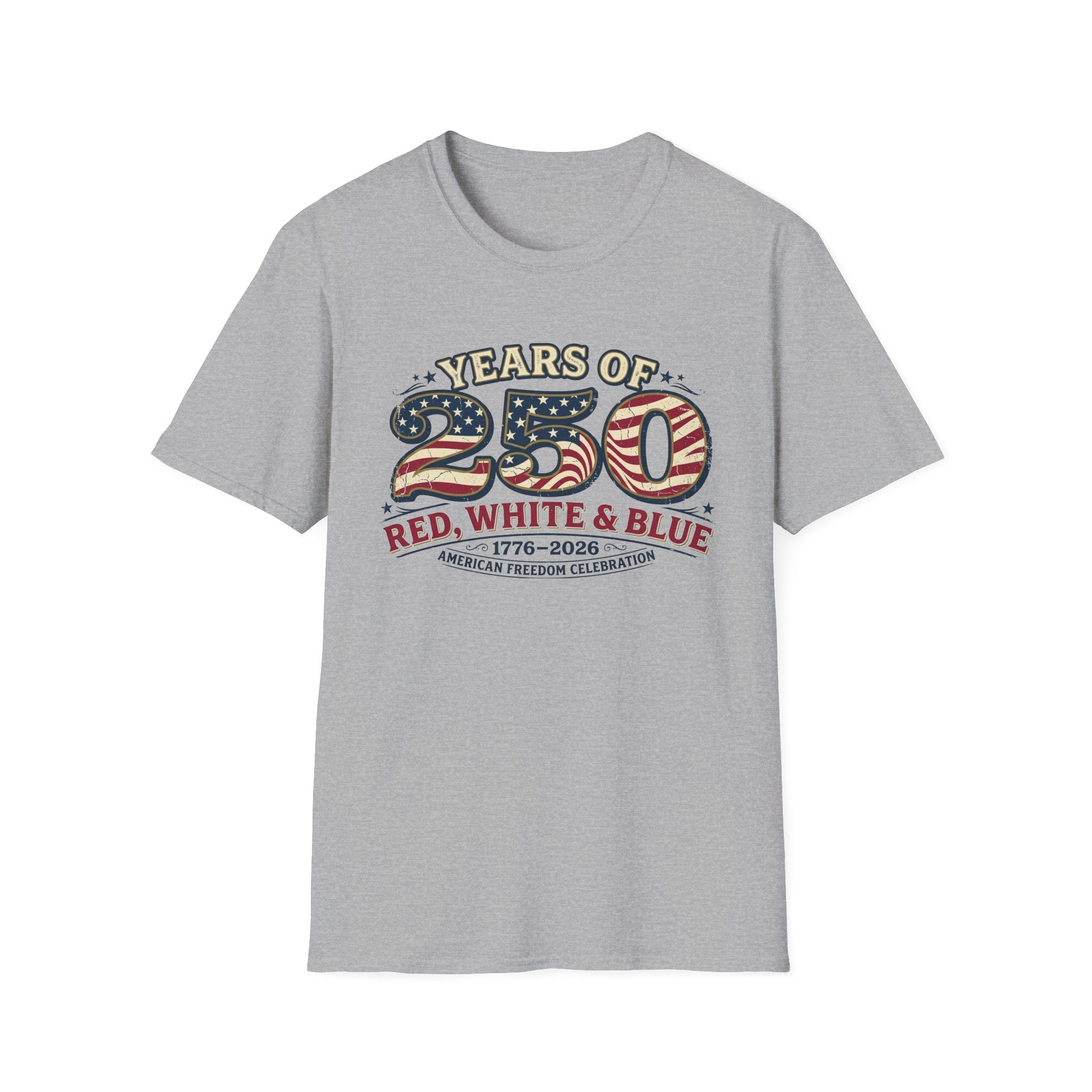 Red, White, & Blue 250 Years of Freedom Patriotic T-Shirt