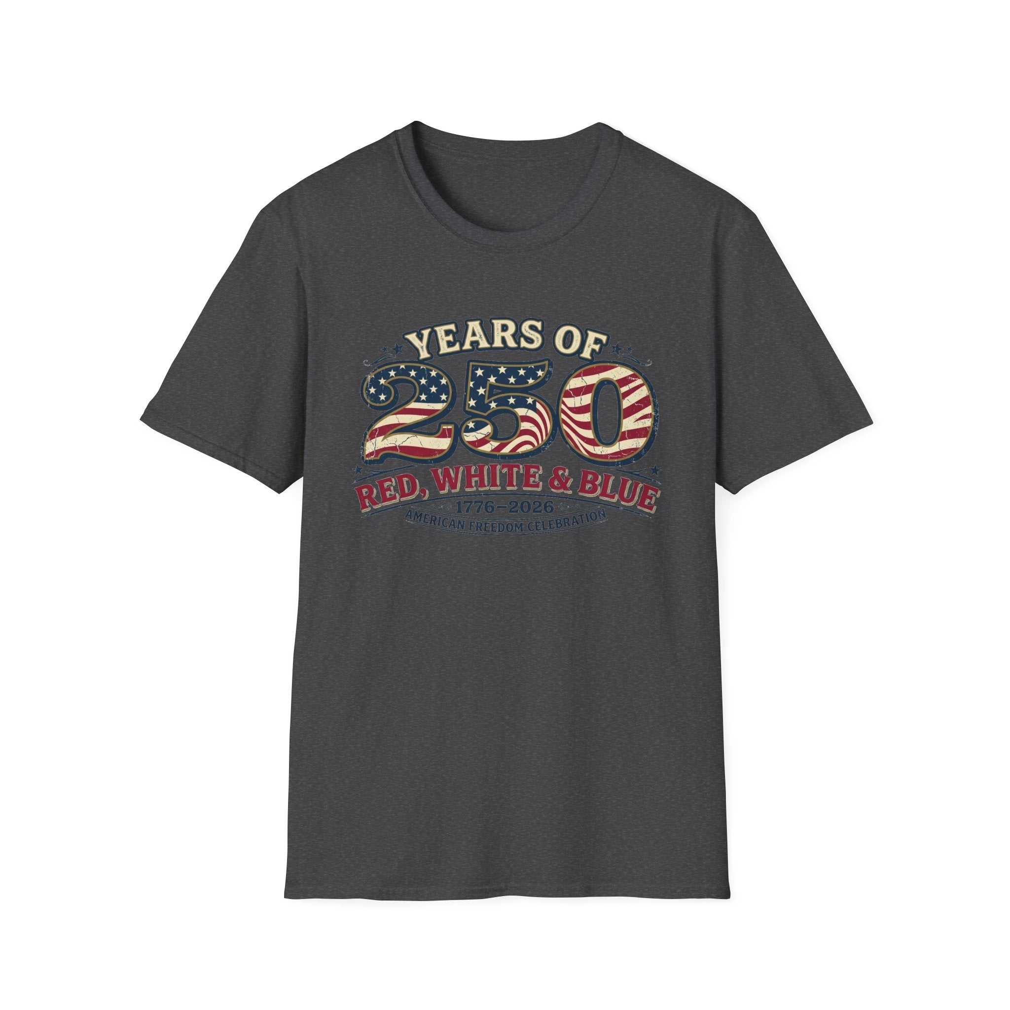 Red, White, & Blue 250 Years of Freedom Patriotic T-Shirt