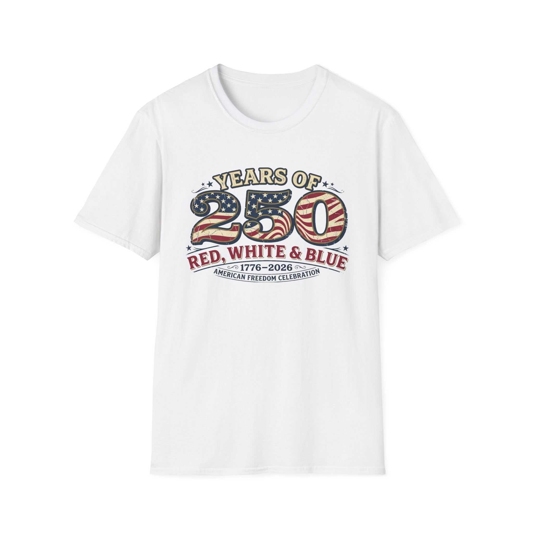 Red, White, & Blue 250 Years of Freedom Patriotic T-Shirt